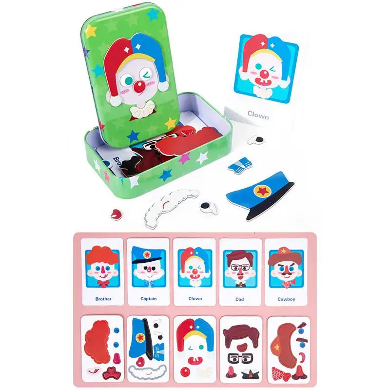Magnetic 3D Puzzle, Children Dress Up Expression, Travel Tin Box Jigsaw Game, Early Education Imagination Toy, Gifts for Girls
