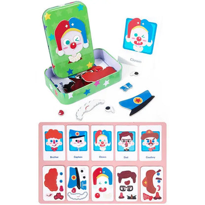 Magnetic 3D Puzzle, Children Dress Up Expression, Travel Tin Box Jigsaw Game, Early Education Imagination Toy, Gifts for Girls