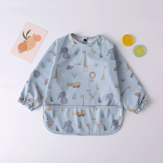 Baby Toddler Long Sleeve Waterproof Art Smock Feeding Bib with Pocket – Scarf Apron, Burp Cloth & Bandana Bib for Boys and Girls - Kidzy Market