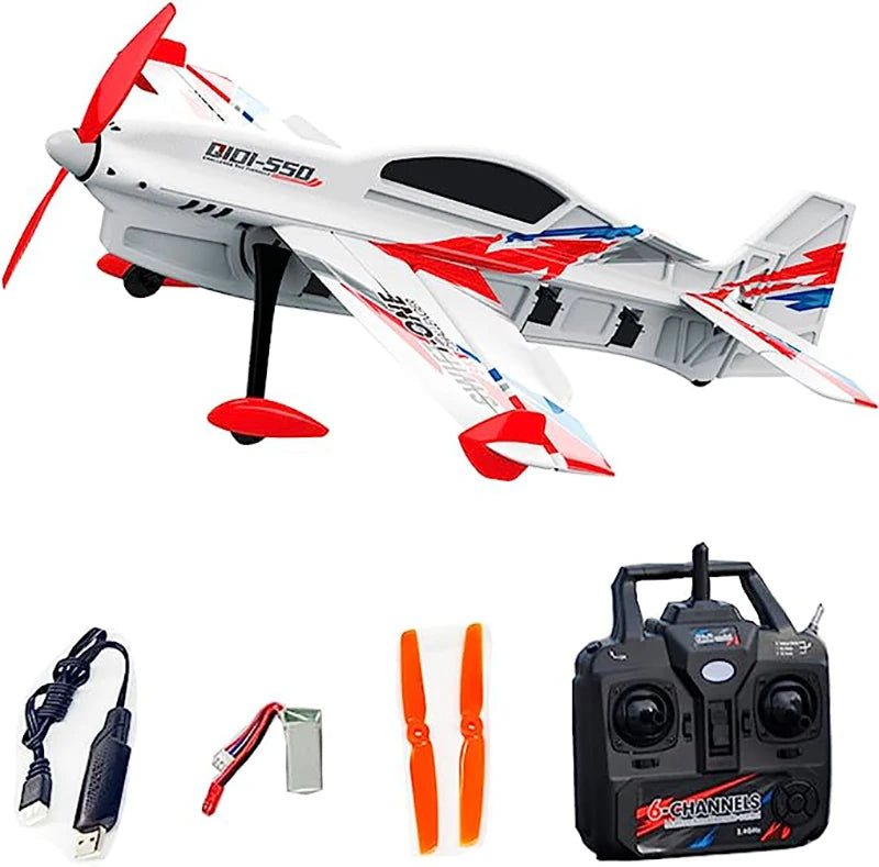 QIDI-550 3D RC Airplane – 500mm Wingspan with One-Key Stunt and 6-Axis Gyro Flight Control