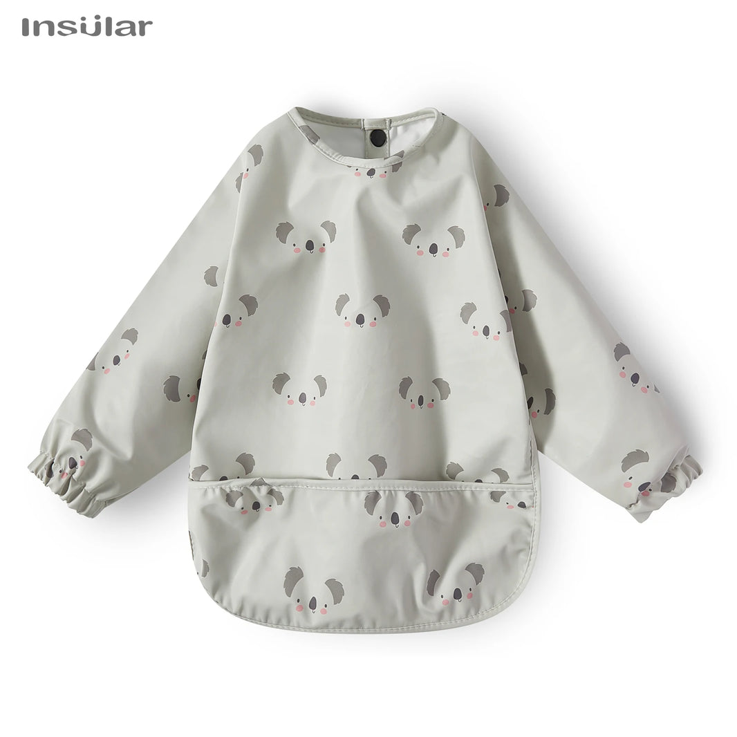 Waterproof Long-Sleeve Baby Bib with Pocket – Full-Cover Feeding Apron for Mess-Free Mealtime - Kidzy Market