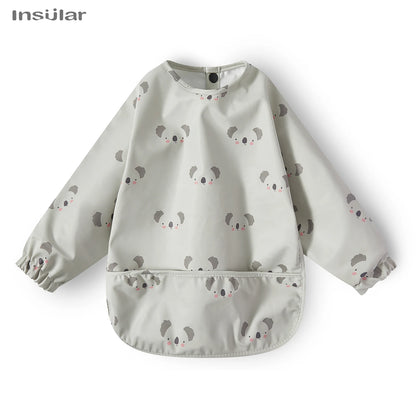 Waterproof Long-Sleeve Baby Bib with Pocket – Full-Cover Feeding Apron for Mess-Free Mealtime - Kidzy Market