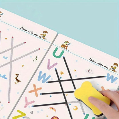 Reusable Pen Control Training Book for Children – Montessori Educational Magical Tracing Workbook for Calligraphy Practice