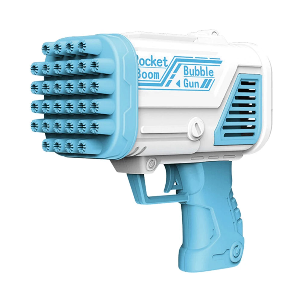 32-Hole Gatling Bubble Machine – Battery-Powered Kids Bubble Blower, Leakproof with Non-Slip Handle, 3 AA Batteries (not included) for Parties & Weddings