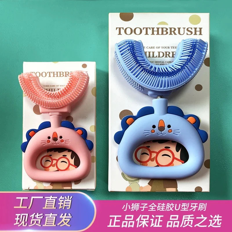 New Children's U-Shape 360 Degree Toothbrush, Silicone Brush for Toddlers, Cartoon Pattern Oral Care