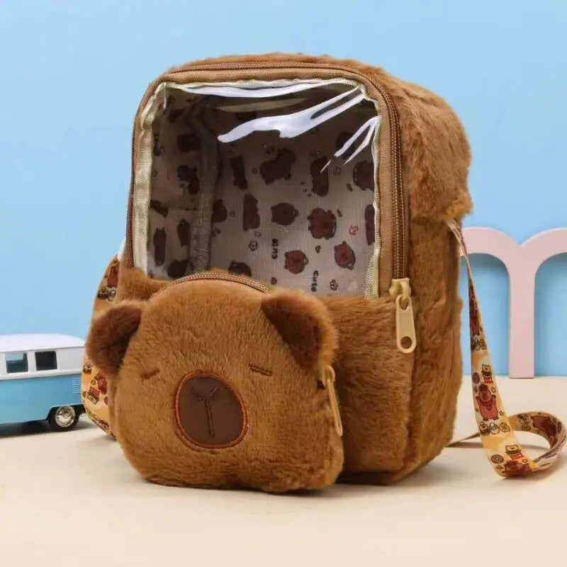 Cute Capybara Dolphin Plush Backpack – Dual-Purpose Shoulder Bag and Tote for Kids