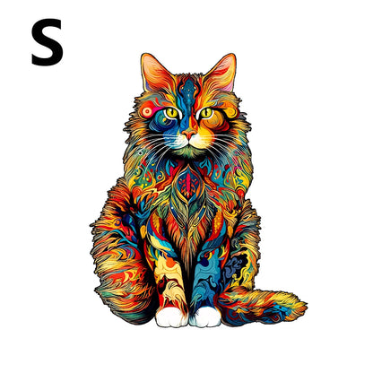 Unique Cat Pattern Wooden Puzzle, Irregular Animal Shapes, Leisure Toy, Gift for Halloween, Christmas, Birthday