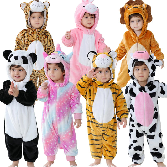 Baby Animal Kigurumi Romper – Unicorn, Panda, Rabbit Cartoon Jumpsuit (Newborn & Infant Cosplay Pajamas, 0-24 Months)