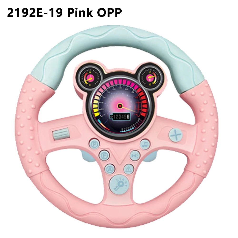 Electric Simulation Steering Wheel Toy with Light and Sound Educational Children’s Co-Pilot Car Vocal Toy Gift