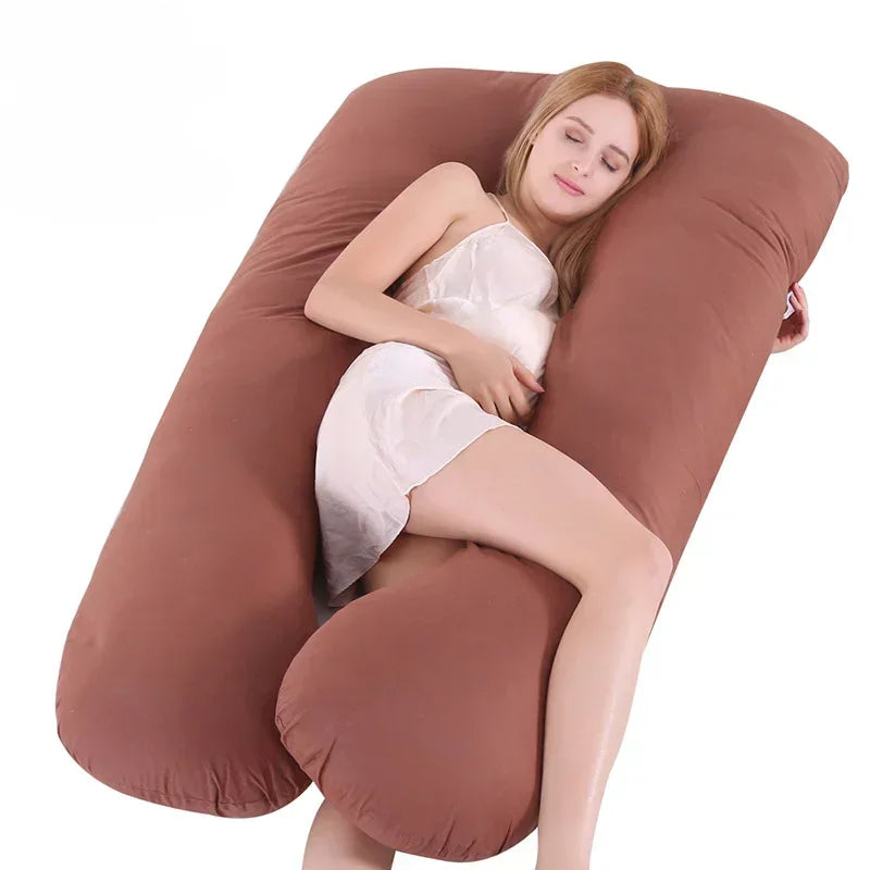 U-Shaped Pregnancy Pillow - Pure Cotton Lumbar Support & Backrest Cushion for Pregnant Women, Multi-Function Full Body Pillow