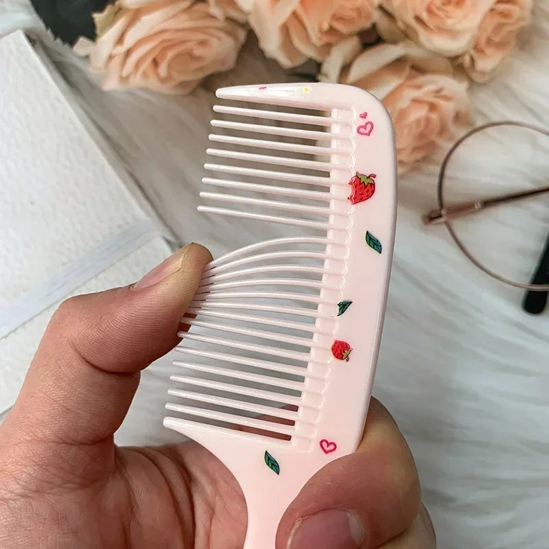 2Pcs/Set Cute Kids Hairdressing Comb - Anti-static Pointed Tail Comb for Girls - Strawberry Fruit Hair Comb
