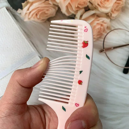 2Pcs/Set Cute Kids Hairdressing Comb - Anti-static Pointed Tail Comb for Girls - Strawberry Fruit Hair Comb