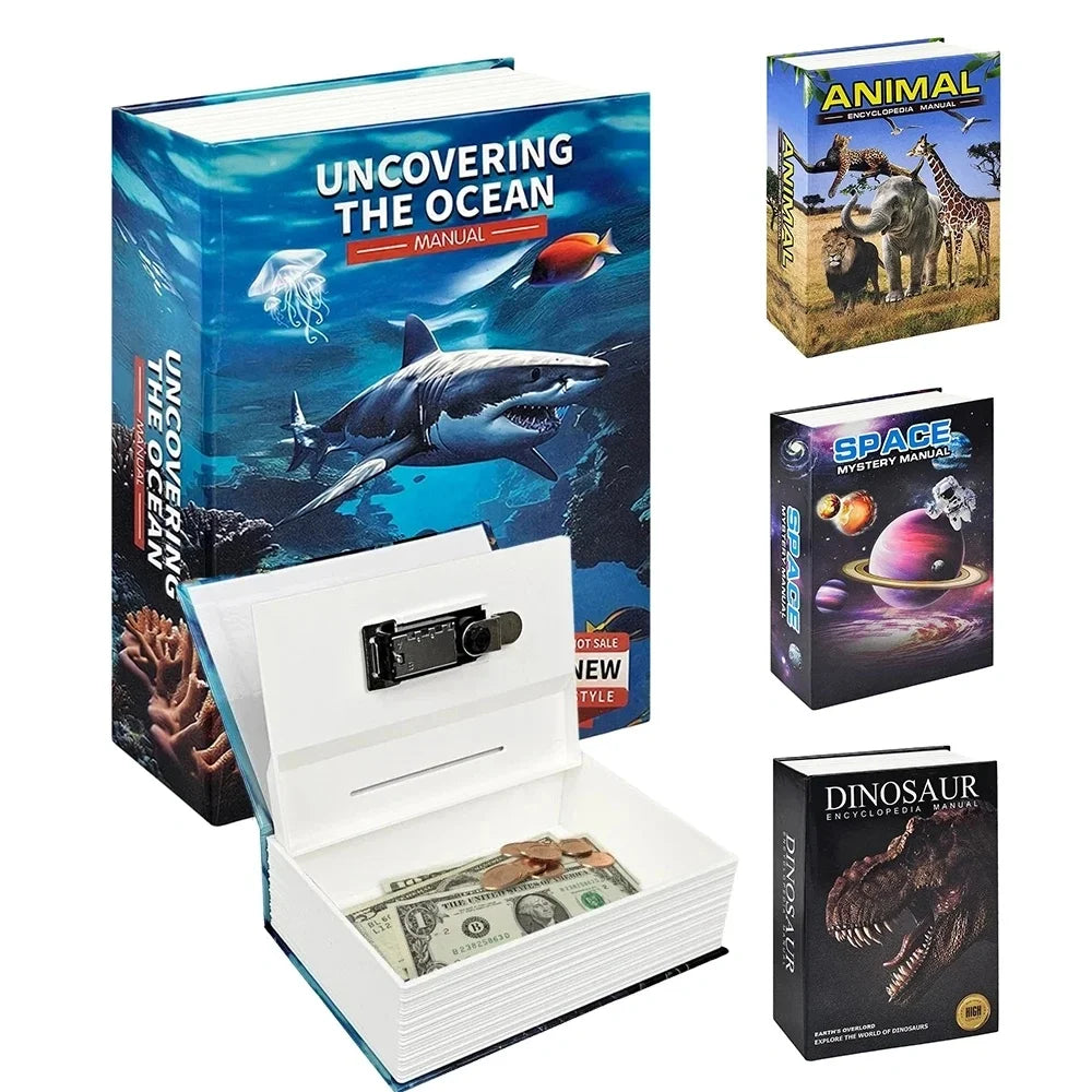 Book-Shaped Safe with Combination Lock Hidden Money Box Secret Storage Vault for Kids Birthday and Christmas Gift