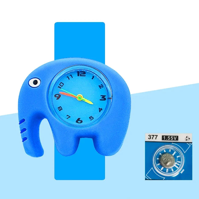 Children’s Cartoon Watch for Ages 2-14 Boys and Girls Soft Silicone Slap Bracelet Student Wristwatch