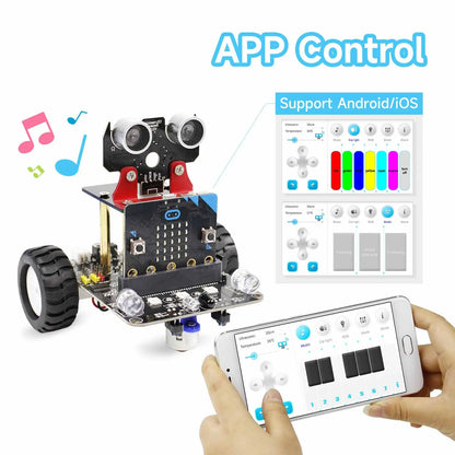 Yahboom Programmable Smart Car for Kids, DIY Learning Coding Kit, APP & IR Control, Compatible with Microbit V2