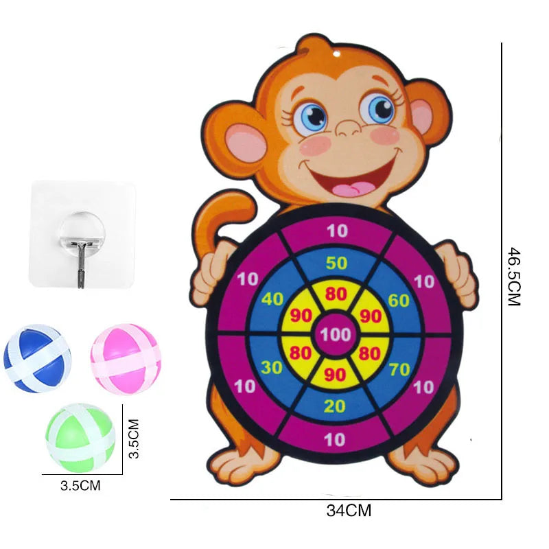 Montessori Sticky Ball Dartboard Slingshot Target – Kids Indoor & Outdoor Catapult Throwing Game