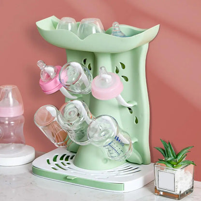 Space-Saving Baby Bottle Drying Rack – Vertical Organizer for 6 Bottles & Pump Parts, Countertop Storage