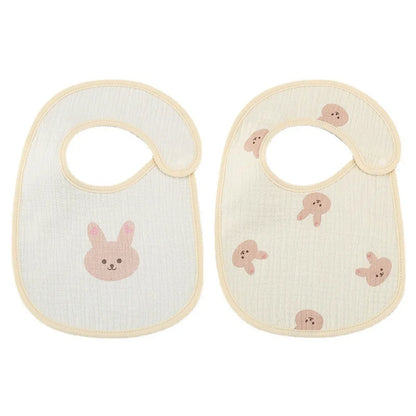2-Piece Set – Cotton Waterproof Baby Bibs, Four Seasons Bibs & Newborn Burp Cloths for Boys & Girls, Soft Drooling & Breastfeeding Towels - Kidzy Market