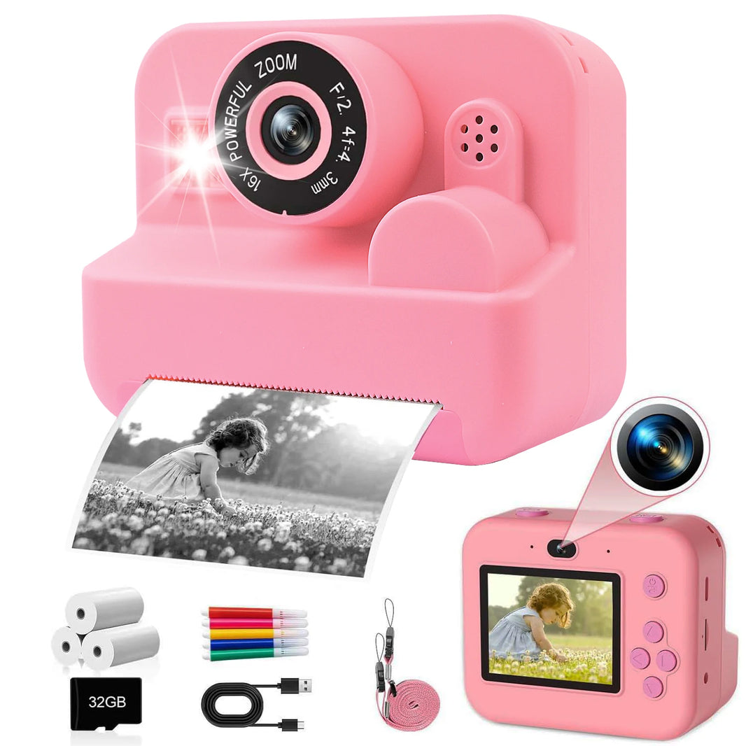 Kids Instant Print Thermal Camera with MP3 and Video Game, Toddler Toy for Ages 3-12