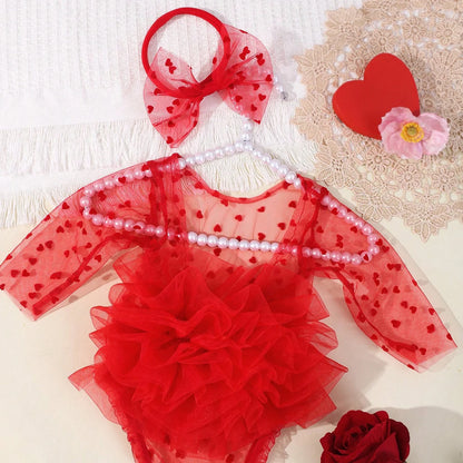 Ylsteed Pink Polka Dot Newborn Photography Romper with Bow Headband – Baby Girl Photoshoot Outfits for 1 Month Infant Picture Props