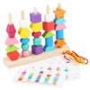 Montessori Wooden Color & Shape Matching Puzzle – Beaded Educational Toy for Toddlers & Kids