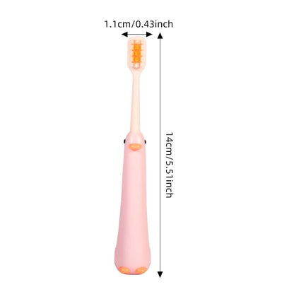 2pcs/Box Cute Duck Children Toothbrush – 0.12mm High-Density Soft Bristles, Non-Slip Handle for Kids Aged 3-12