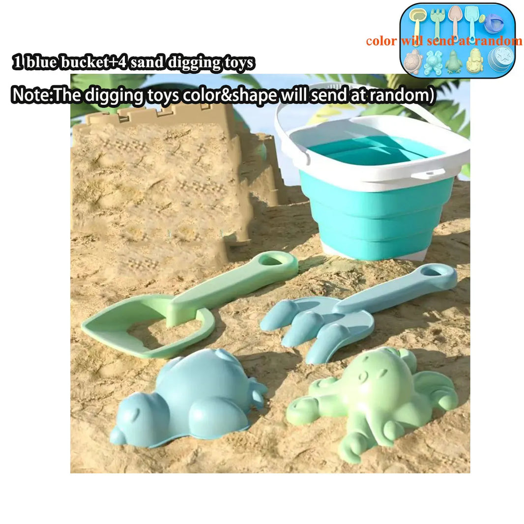 11/5/1Pcs Beach Sand & Water Play Set With Folding Bucket — Outdoor Sandbox Accessories, Random Colors