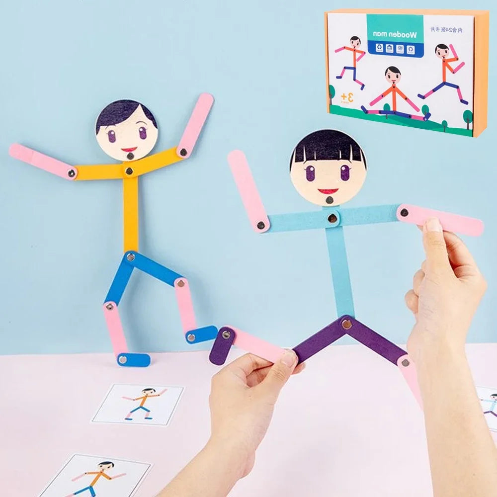 Sport Wooden Man DIY Puzzle Toy – Educational Board Game for Early Learning, Preschool Fine Motor Skills Training for Children