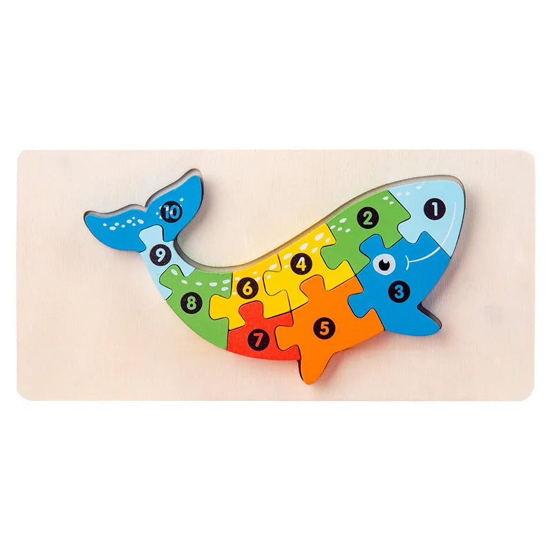 Wooden Educational 3D Building Blocks – Cartoon Animal Puzzle Toy for Babies, Ages 1 to 3 Years