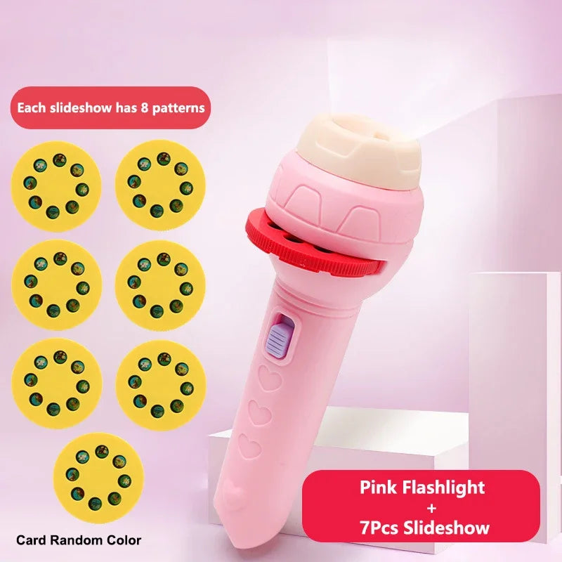 Kids Sleep Light Projector Torch – 24-Image Cute Cartoon Flashlight Projector for Bedtime Stories, Toddler Night Light (Battery Operated)