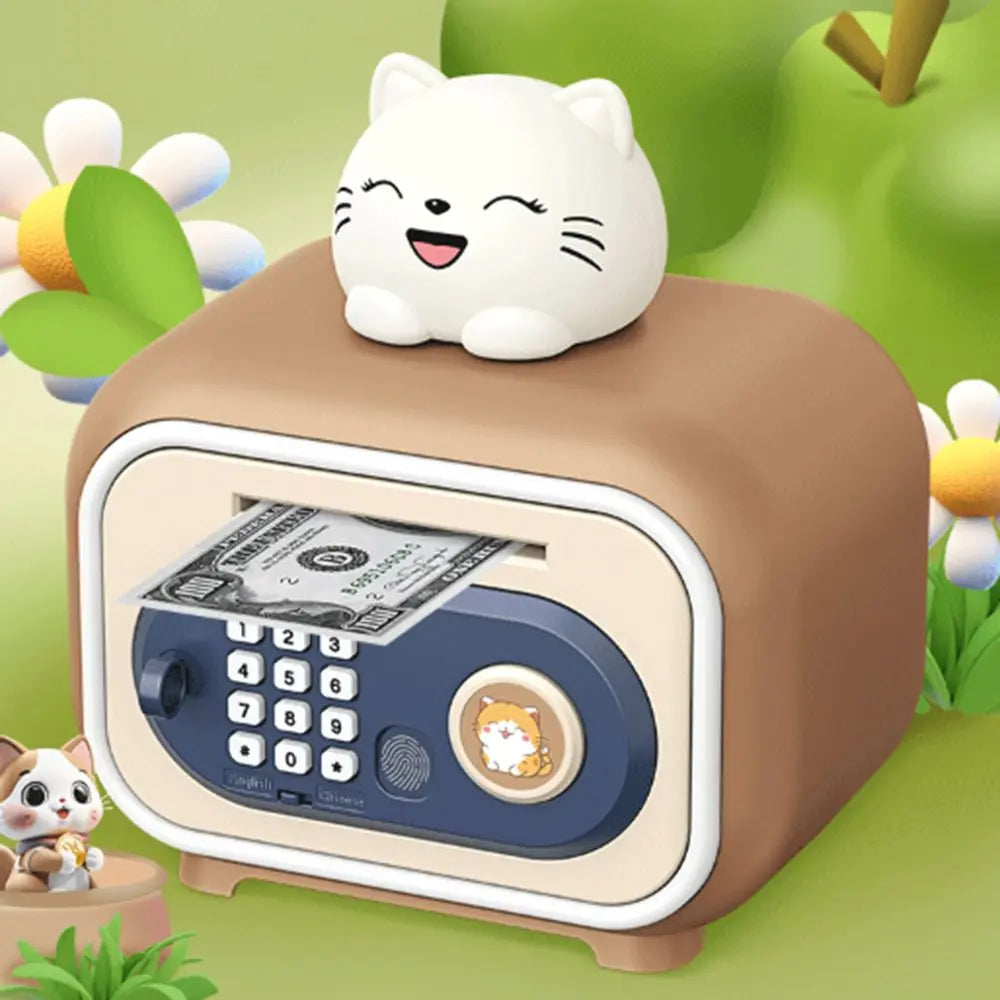 Password Lock Automatic Roll-Up Savings Bank Voice Reminder Fingerprint Protected Children's Money Storage Safe Box