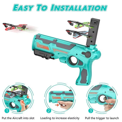 Foam Airplane Launcher Toy for Kids — Outdoor Flying Glider Plane, Parent-Child Play, Ages 4+