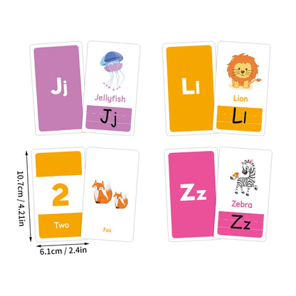 58PCS ABC Alphabet Flashcards - Montessori Early Education Toys, Shapes, Animals Learning Cards, Puzzles for Kids, Gift