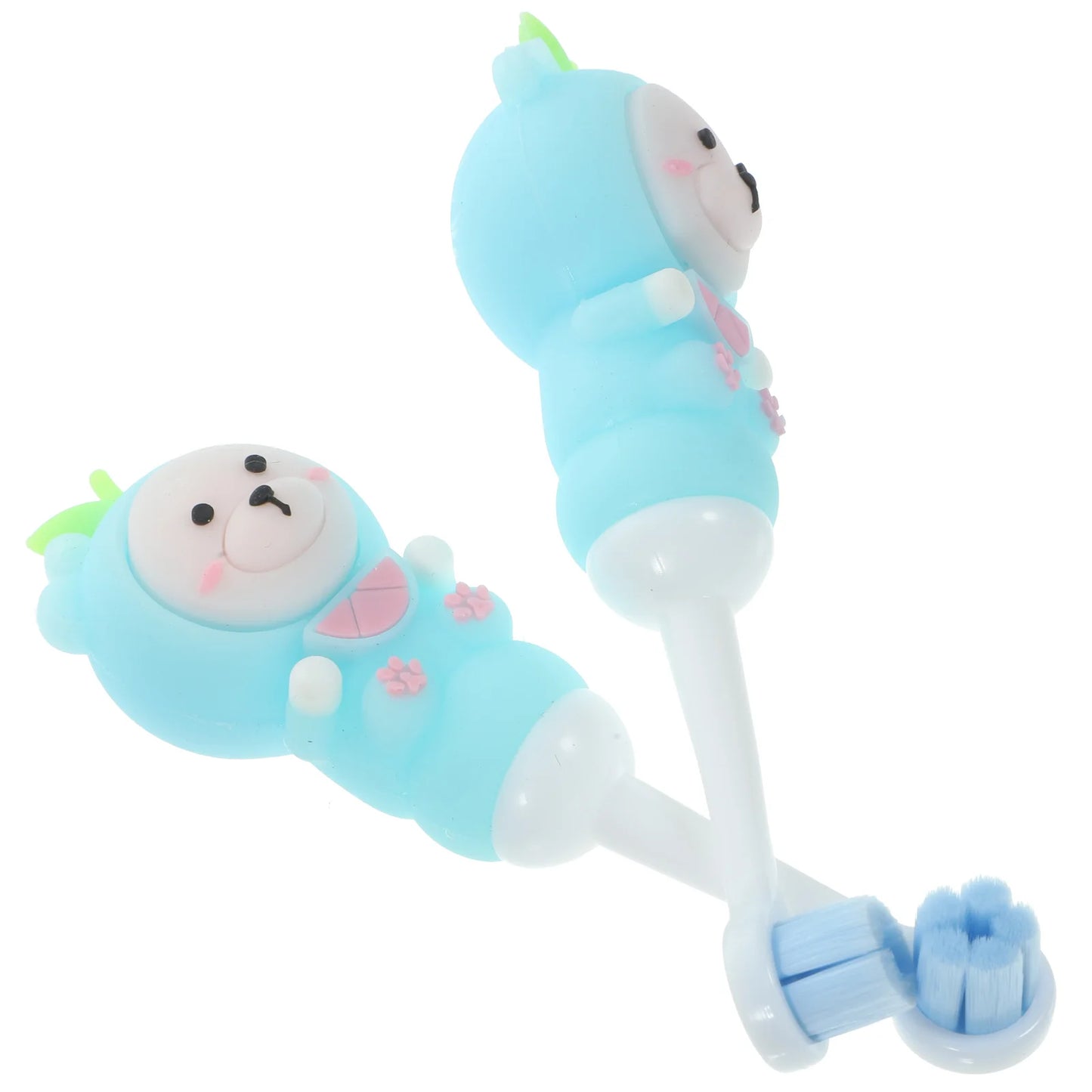2 Pcs Kids Toothbrush, Soft Bristle Round, Cute Bear Shape, Safe Toddler Teeth Brush, Oral Care Gift