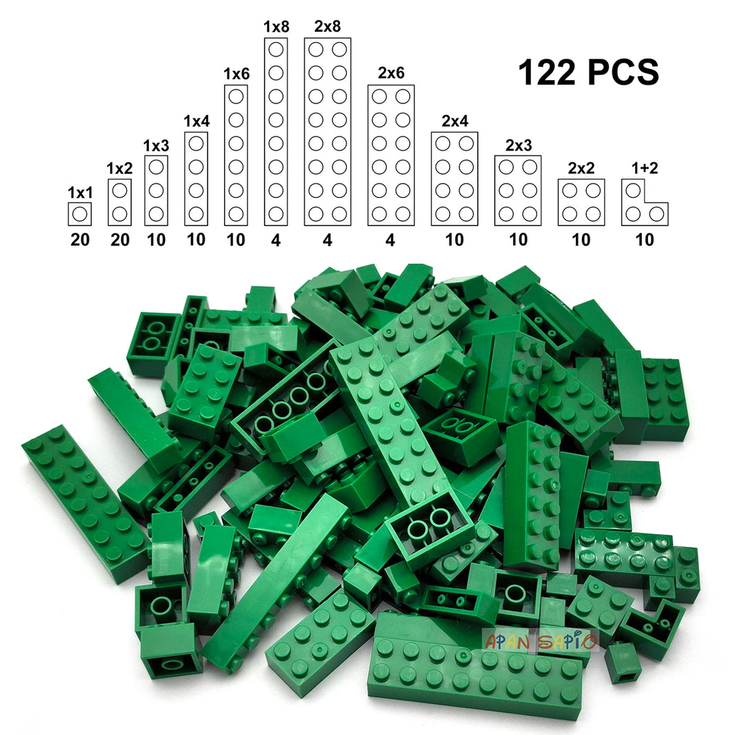 122PCS Thick Figures Bricks – 12 Size DIY Building Blocks, Creative Educational Plastic Toys, Compatible with 3001 for Children