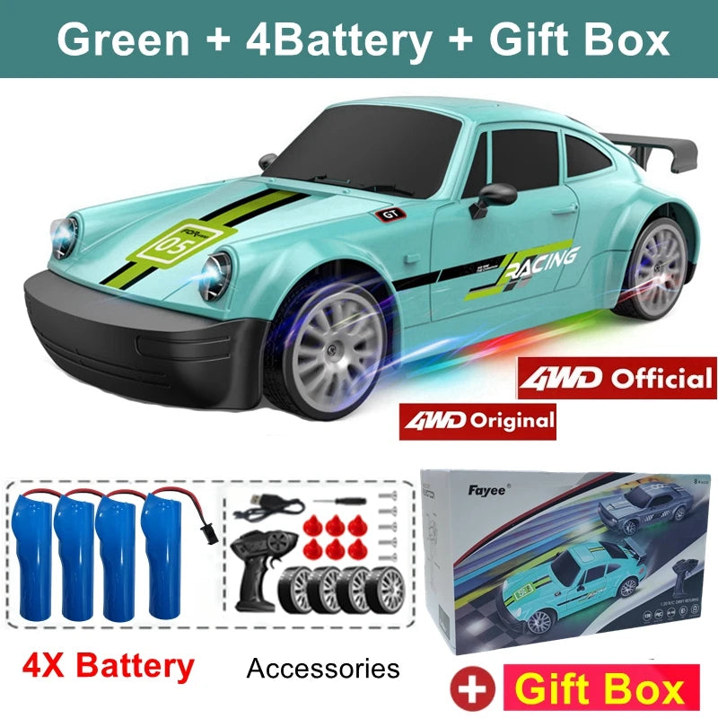 4WD RC Drift Car with LED Lights and 2.4G Remote Control 20km/h Speed