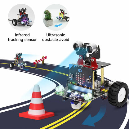 Yahboom Programmable Smart Car for Kids, DIY Learning Coding Kit, APP & IR Control, Compatible with Microbit V2
