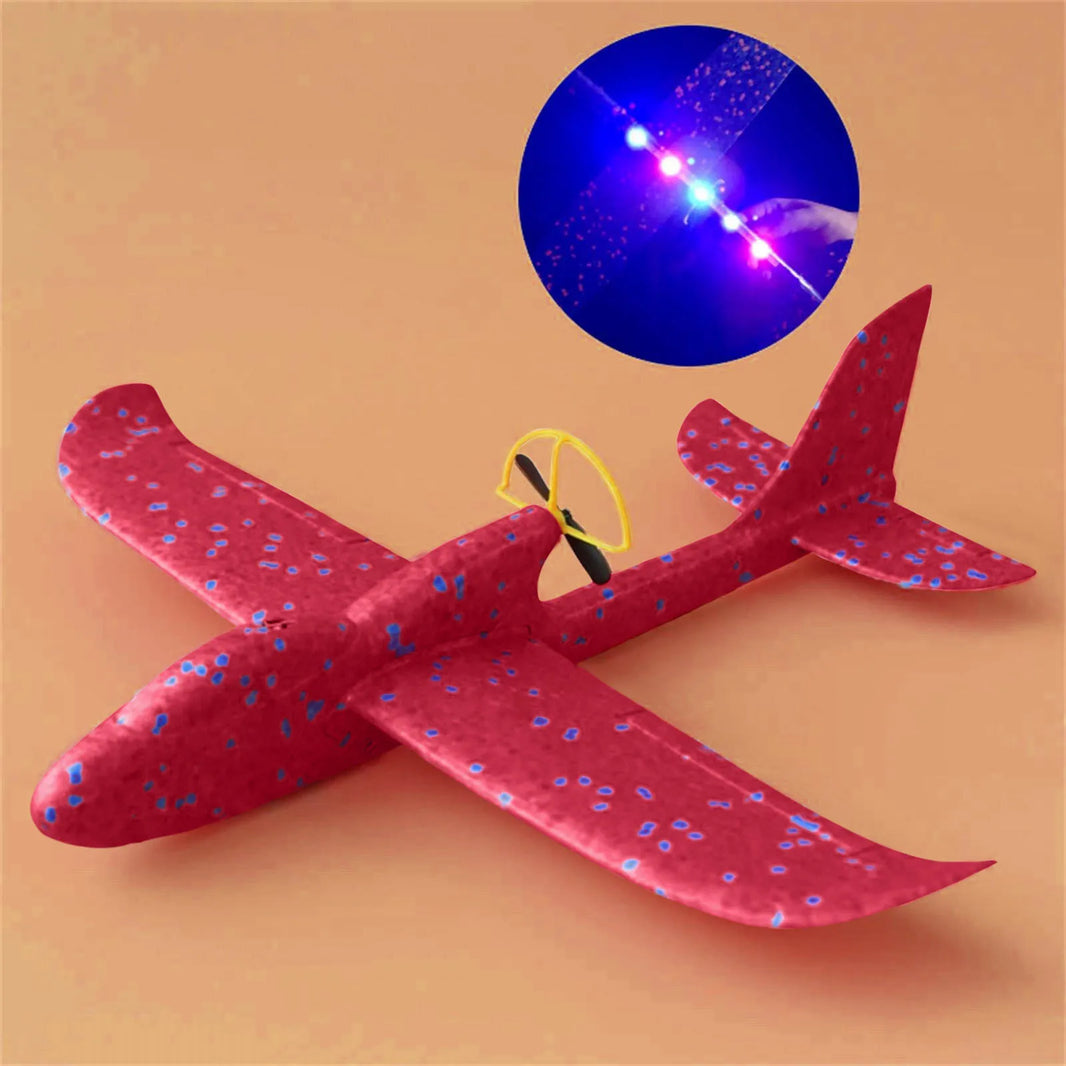 Electric Foam Plane Glider Hand Throw Airplane with LED Light Automatic Flight