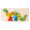 Wooden 3D Dinosaur Jigsaw Puzzle - Color Sorting Educational Toy for Toddlers (21.3 x 10.2 cm / 8.4 x 4.0 in)