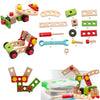 Montessori Wooden & Plastic Kids Toolbox Set - Educational DIY Carpenter Pretend Play Tool Kit for Children