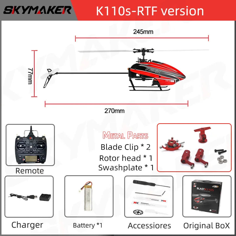 WLtoys XK K110s RC Helicopter – 2.4G 6CH 3D Brushless Motor Quadcopter Drone Toy