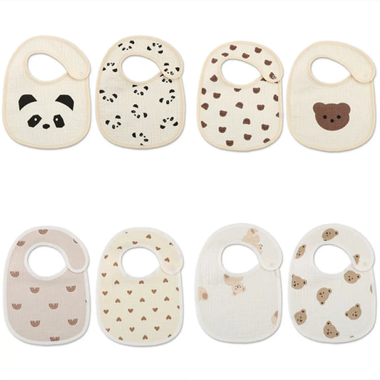 2-Piece Cotton Waterproof Baby Bib Set – Soft & Absorbent Bibs for Newborns, Ideal for Drooling & Breastfeeding (Unisex) - Kidzy Market