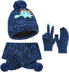 IYEAL Winter Children’s Warm Knitted Hat, Scarf & Gloves Set – Soft Velvet Lined Kids Winter Knitted Accessories for Boys & Girls