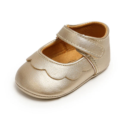 Meckior Baby Girl Shoes – Leather Rubber Sole Anti-Slip Toddler First Walkers, Newborn Infant Crib Shoes
