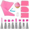Reusable Silicone Piping Bags and Stainless Steel Nozzle Cake Decorating Set