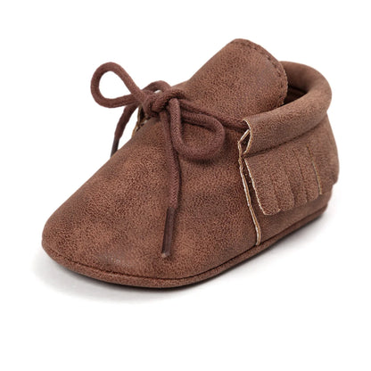 Baby Shoes Newborn Infant Boy Girl Lace-up Tassels Suede Soft Anti-Slip Toddler Crib Crawl Moccasins 10 Colors