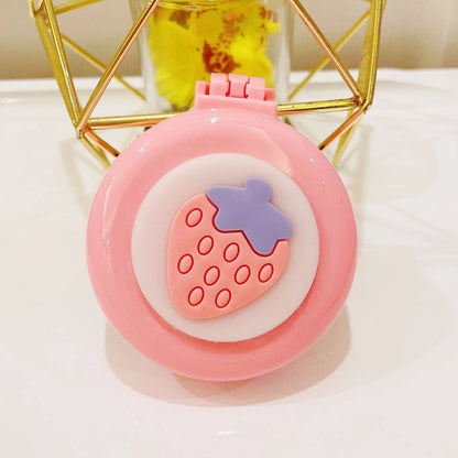 New Strawberry Hair Comb with Folding Mirror - Portable Traveling Massage Comb for Women & Girls - Hair Styling Accessories