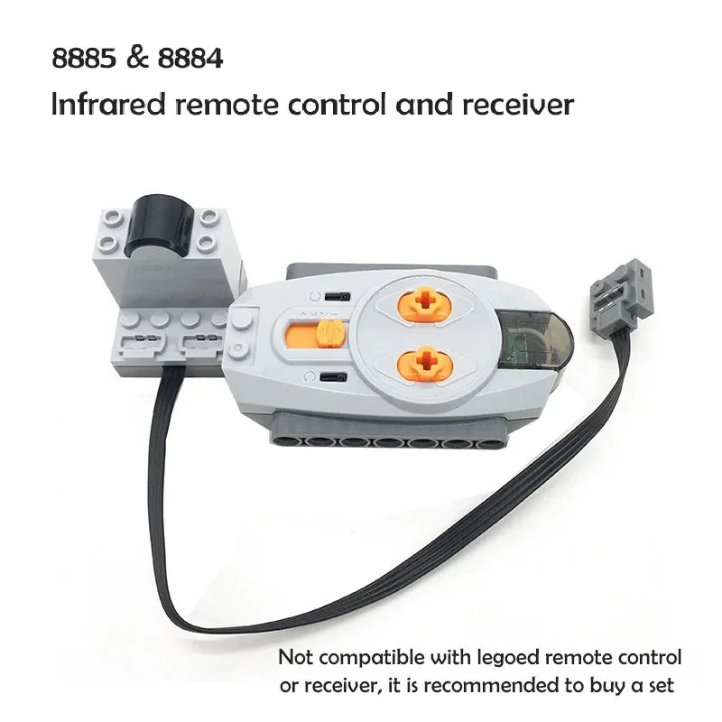 MOC Power Functions Motor Kit – IR Remote Control, Receiver, and Battery Box for Technical Building Blocks