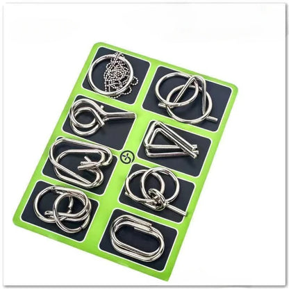 8Pcs/Set Metal Montessori Puzzle Wire - IQ Mind Brain Teaser - Interactive Game for Children & Adults - Educational Toy
