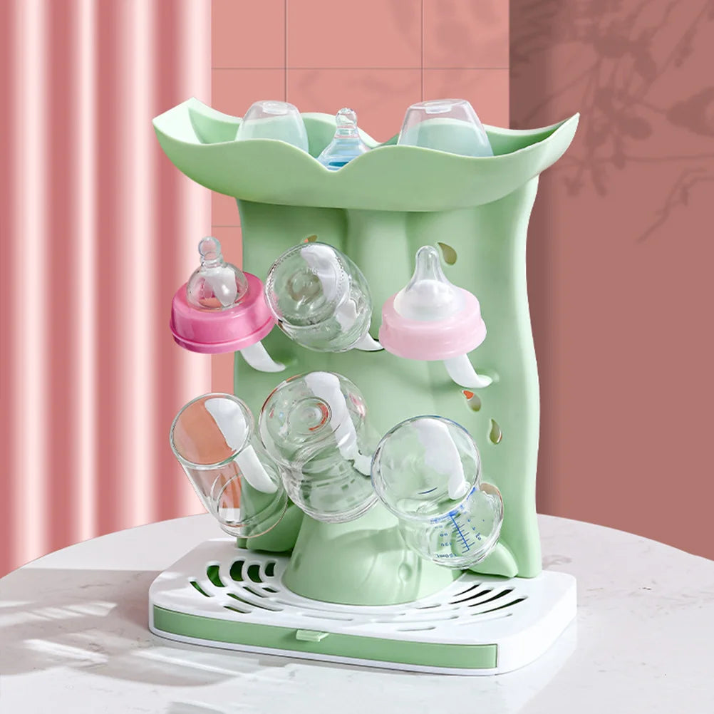 Baby Bottle Drainer & Drying Rack – Plastic Holder for Various Sizes Cups, Quick Dry, Sturdy Materials